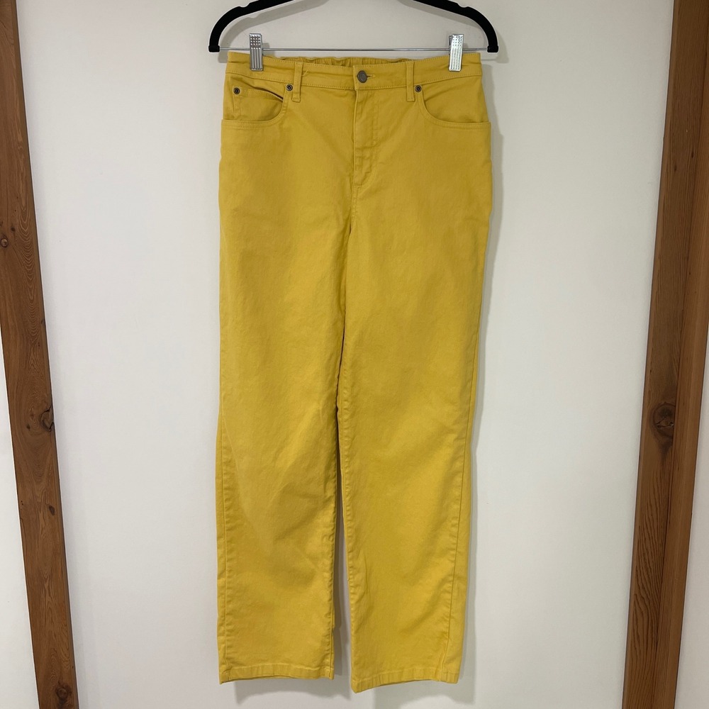 Appleseed's Straight Leg Pants Women 6 Yellow Cotton Stretch Denim Comfort Waist